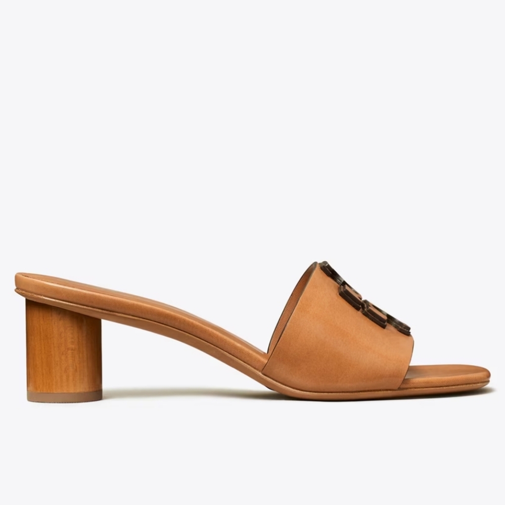 NWT Tory Burch Ines Mule Heeled Sandal 55 MM, Goat Leather, Size 9.5 - Picture 2 of 10